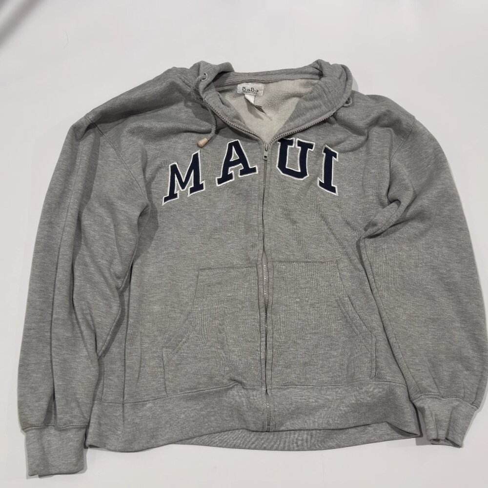 Maui Hawaii Y2K Heather Gray Heavyweight Cotton Zip Up Hoodie Men’s Small